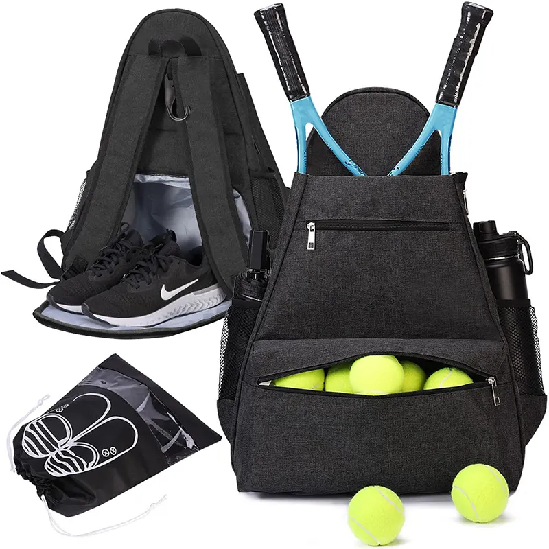 Newest tennis bag backpack racket padel bag with shoe compartment holding badminton squash paddles tennis backpack