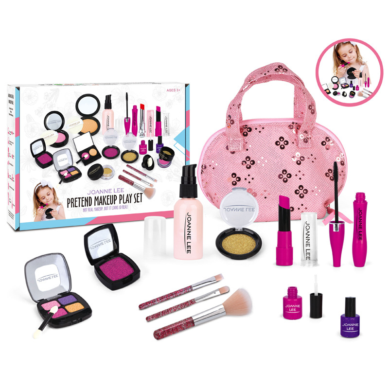 11 Pcs Make up Toy Set for Kids Girls Makeup kit Real Washable Cosmetics Safe & Non-Toxic Beauty Set Fashion Box for Party