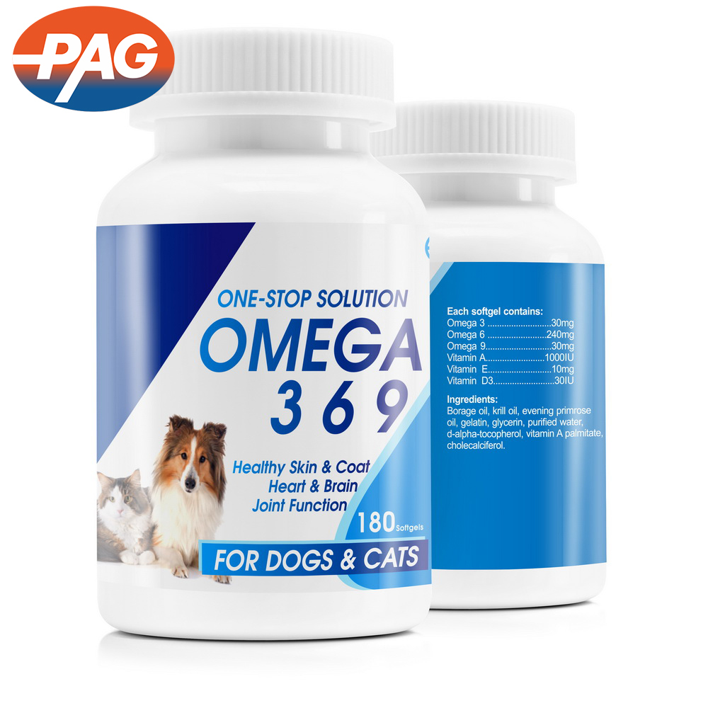 PAG Skin Coat Heart Brain Joint Function Salmon Oil EPA DHA Natural Pet Supplement 365 Fish Oil Softgel for Pet