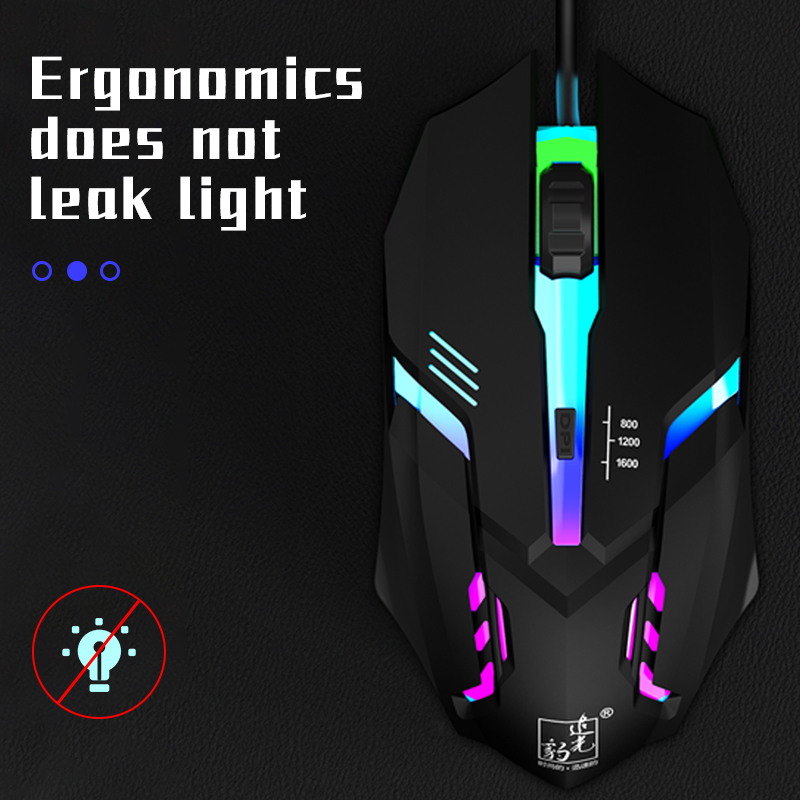 BUBM Souris Gamer эргономичная светодиодная RGB Проводная оптическая игровая мышь для ПК