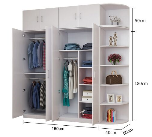 Simple Modern Solid Wood 2-4 door Children's combined Wardrobe Clothes Cabinet
