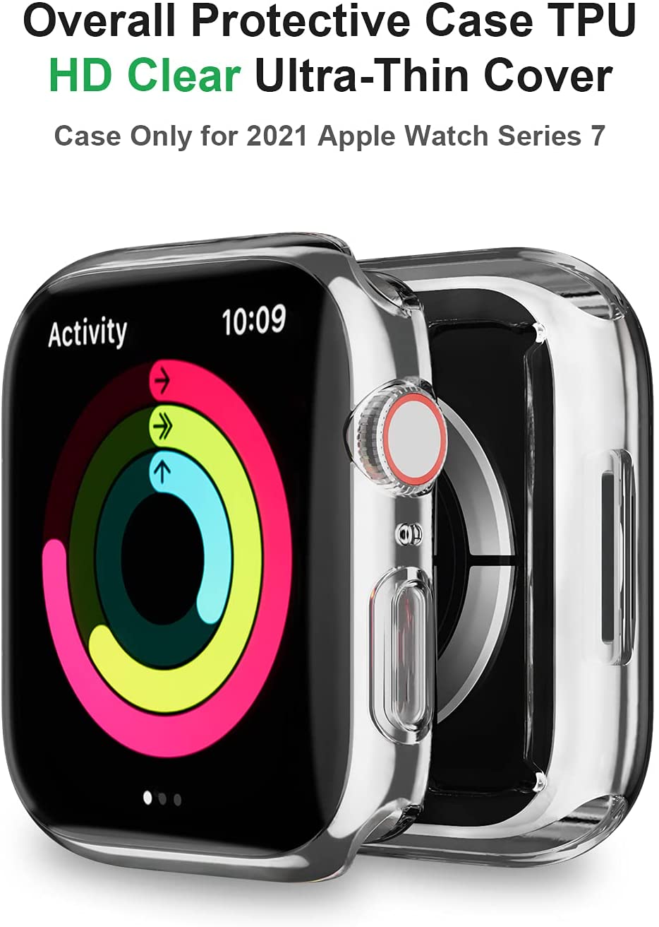 Лидер продаж 2021, прозрачный ультратонкий защитный чехол из ТПУ HD для Apple Watch серии 7, 41 мм, 45 мм