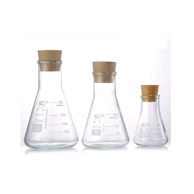 Градиентные боросиликатные стеклянные колбы Erlenmeyer с резиновыми заглушками и точными весами для абсорбирующего отопительного оборудования