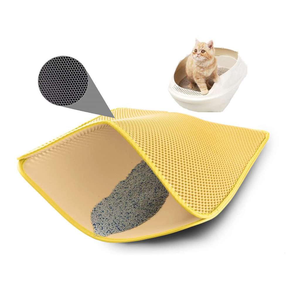 Custom Large Waterproof Washable Double Layer Microfiber Pet Cat Litter Catcher Pads Mat