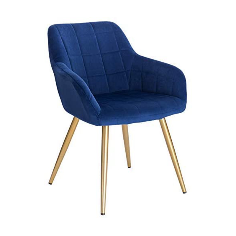 Best price Home Furniture Makeup armchair modern design Upholstered fabric Velvet dining chair with gold powder coated legs