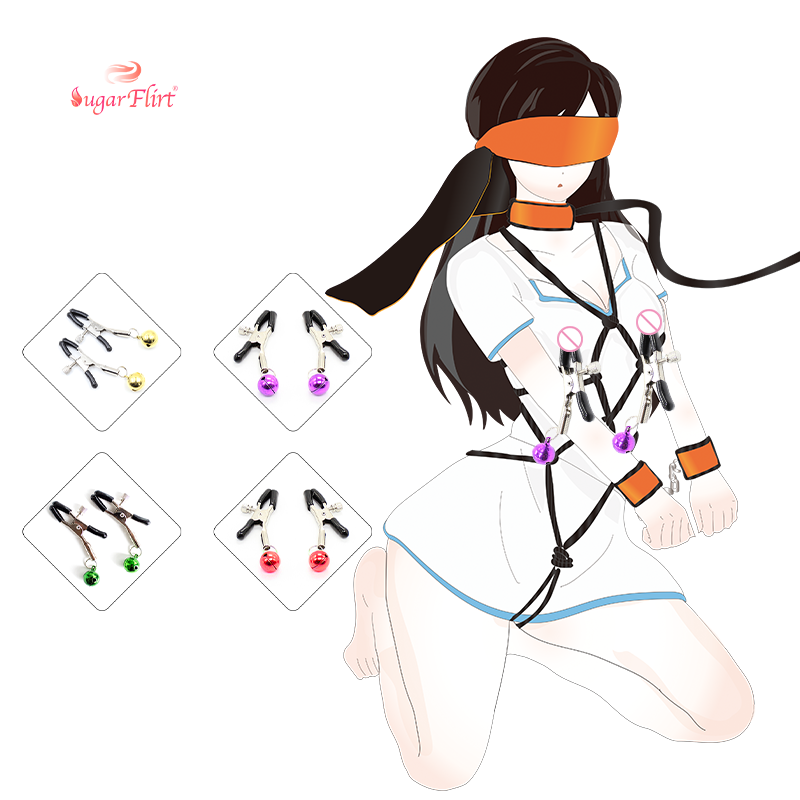 Adult Flirting Screw Adjustment Force Metal Bdsm Clips Sex Clit Nipple Clamps With Bell