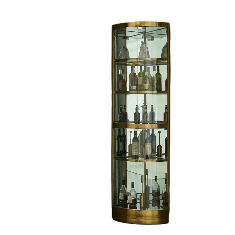 High Grade Factory Price A2001 Stainless Steel Gold Wine Cabinet Bar Living Room Furniture