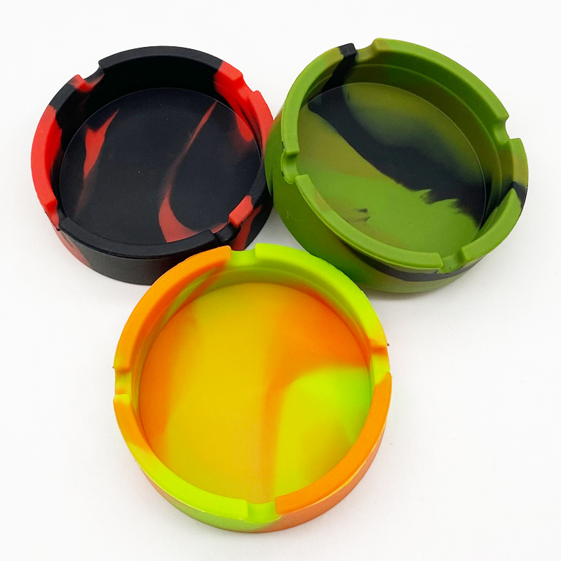 SHINY Cigarette Resin Ashtray Mold Customized Fluorescence Round Silicone Pocket Ash Tray Smoking Accessories