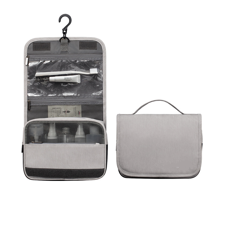 Evercredit Grey Canvas Bag Waterproof Travel Bag With Toothpaste Shampoo Towels Razors Shaving For 2023 Men's Toiletry Bags