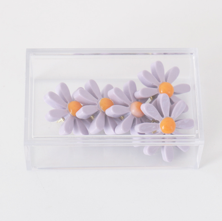 Promotional Plastic Colorful Cheap Flower Shape Push Pin For Office Stationery Set 5 PCS In The Plastic Box