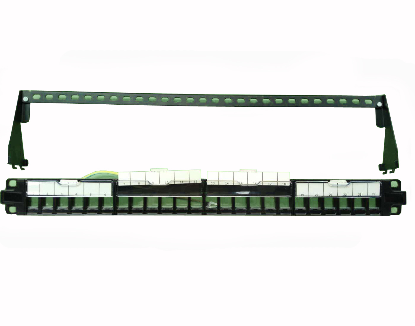 Патч-панель RJ45 на 24 порта Cat6/Cat6a/Cat7 STP с пылезащитной крышкой