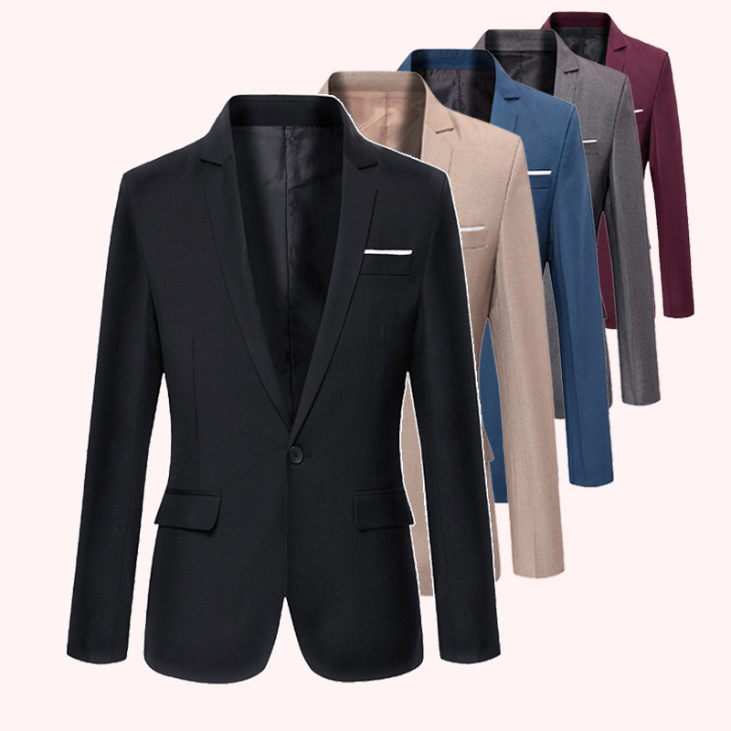 Korean version casual solid color high quality single breasted plus size comfortable men's suit