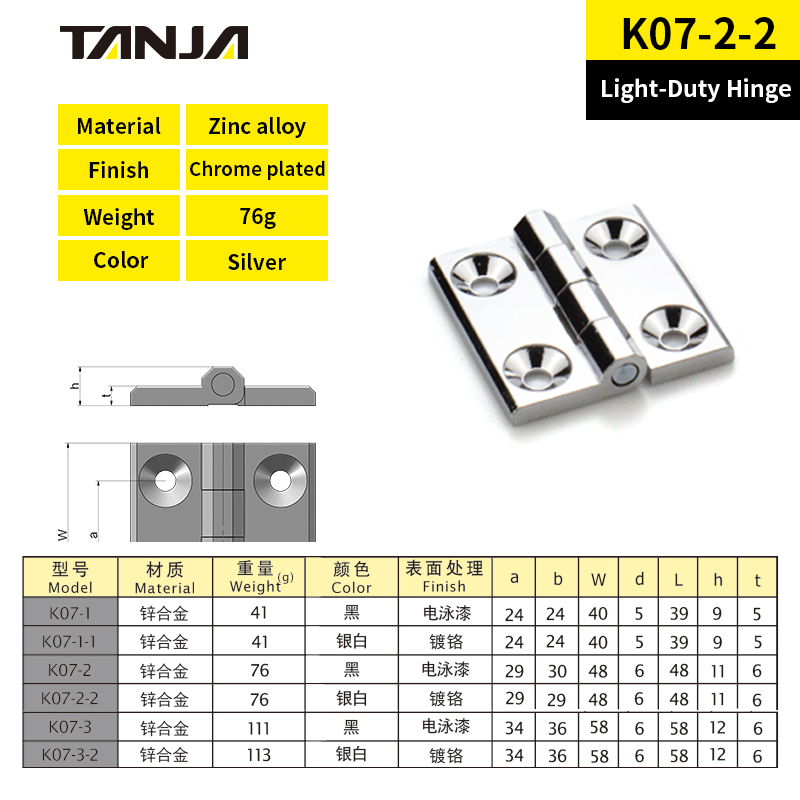 zinc alloy material case hinge / industrial case hinge for machine tools and equipment / light duty hinge for machinery