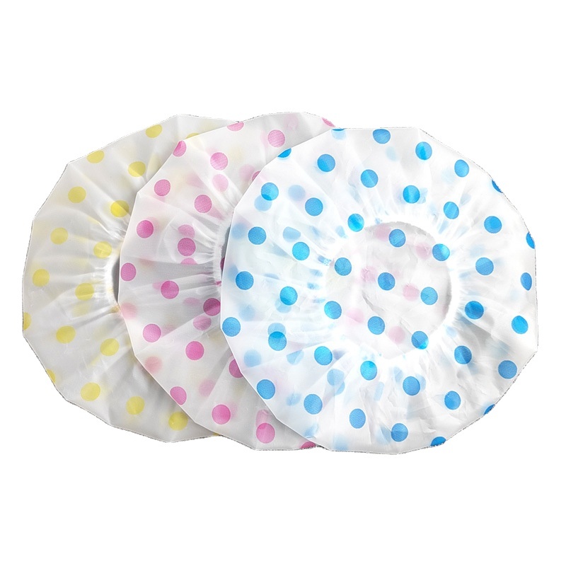 Cheap Price Waterproof Bath Caps Plastic Reusable Shower Caps Elastic Band Bath Hair Hat for Women Ladies Spa Salon