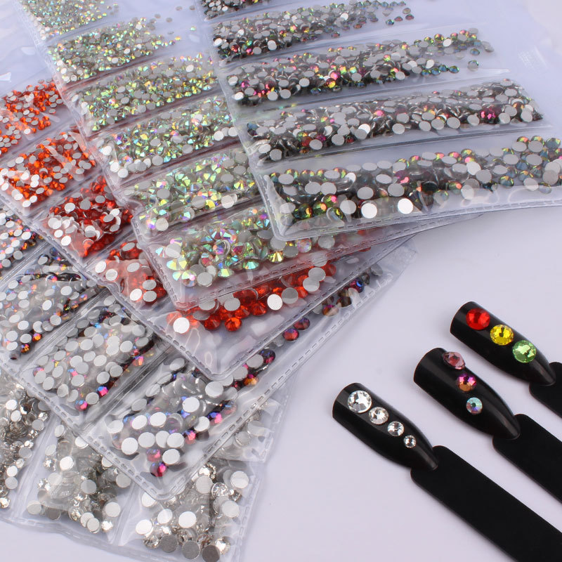High quality multi size Glass AB Rhinestones For Nail Art Craft Crystal flatback 3d nail rhinestone bulk