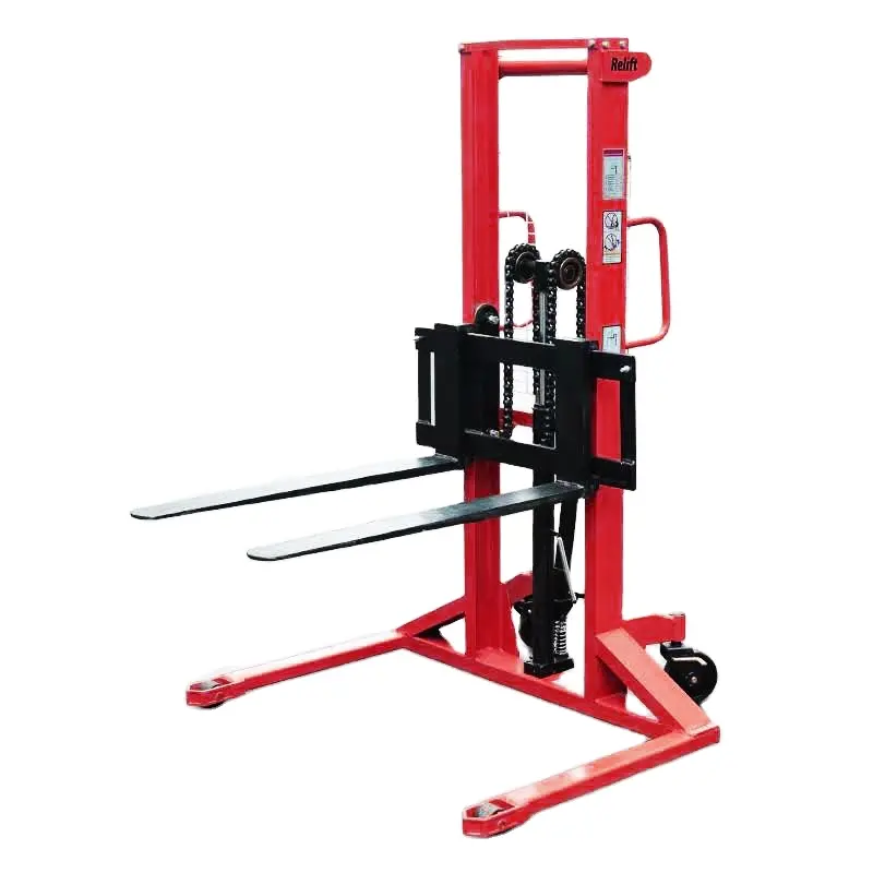 1-2Ton 1.6M Hand Pallet stacker  Manual Forklift Hydraulic Straddle Stacker