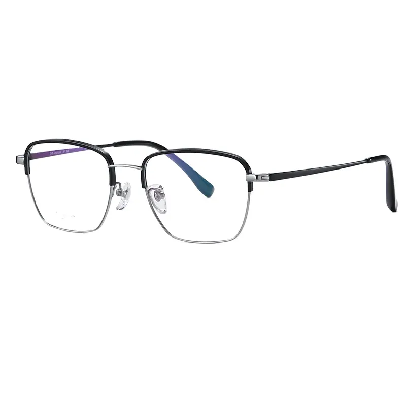 Fashion Customize Private Label Square Optical Eyeglasses Men Pure Titanium Eyewear Frames