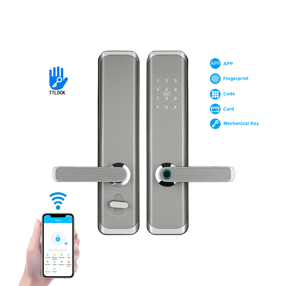 Дверной замок TTLock BLE App, электронный цифровой смарт-замок с Wi-Fi, биометрической картой и сканером отпечатка пальца для домашней безопасности