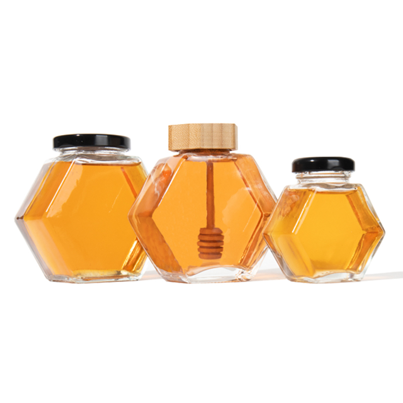 Hexagon Honey Jar Canned Bottle Kitchen Storage Nest of bird Pepper Jam Sealed Honey Jar with Lid