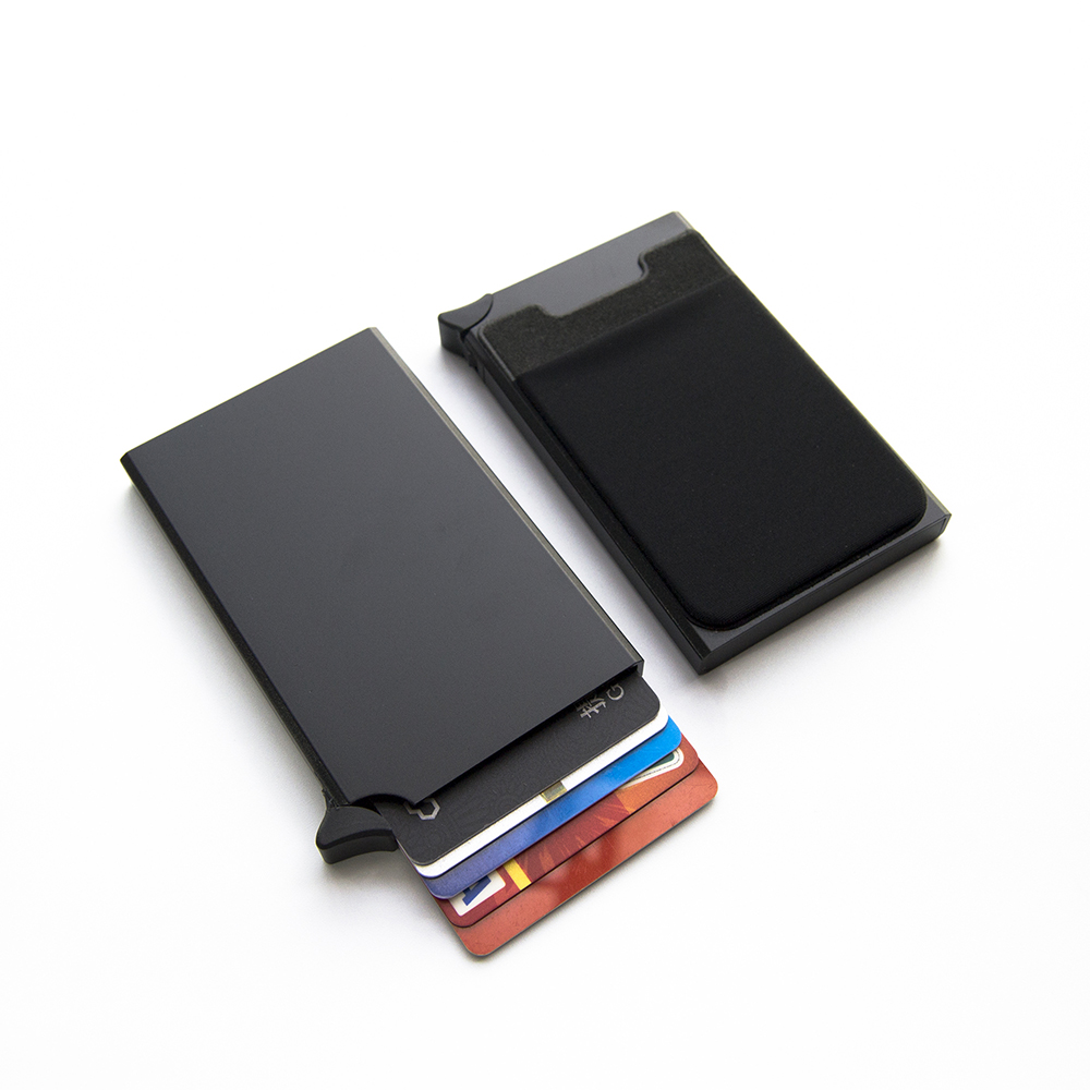 Алюминиевый авто всплывающий RFID блокирующий держатель для кредитных карт задние монеты кошелек наклейка держатель для банковских карт