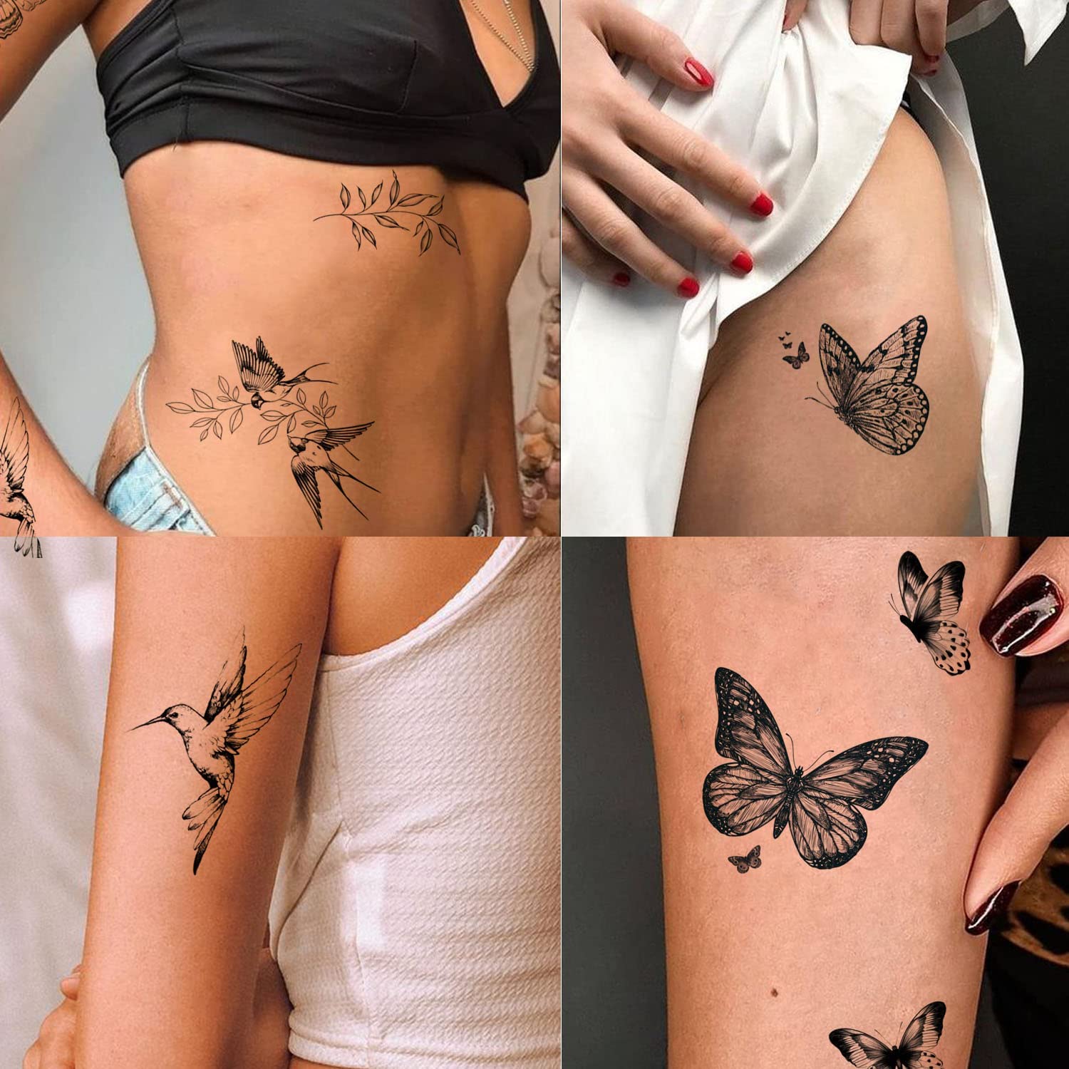 Store Hot ins selling high quality black and white fashion butterfly tattoo sticker custom