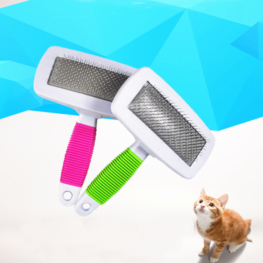 Non slip handle Pet Beauty comb Cats dogs Stainless steel needle comb rose red green dog grooming brush types