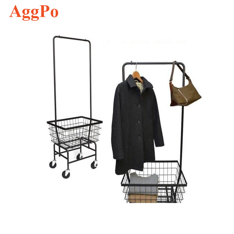 Iron Floor Hanger Indoor Coat Rack Metal Wheeled Hanger Nordic Creative Coat Rack