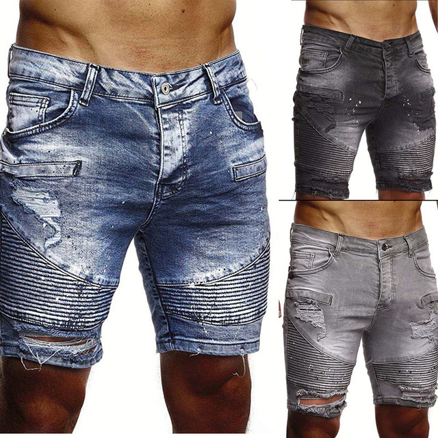 Pants Jeans Men Middle Jeans Denim Fashion Summer Wholesale Fashion Middle Ripped Jeans for Men Hole Fold shorts