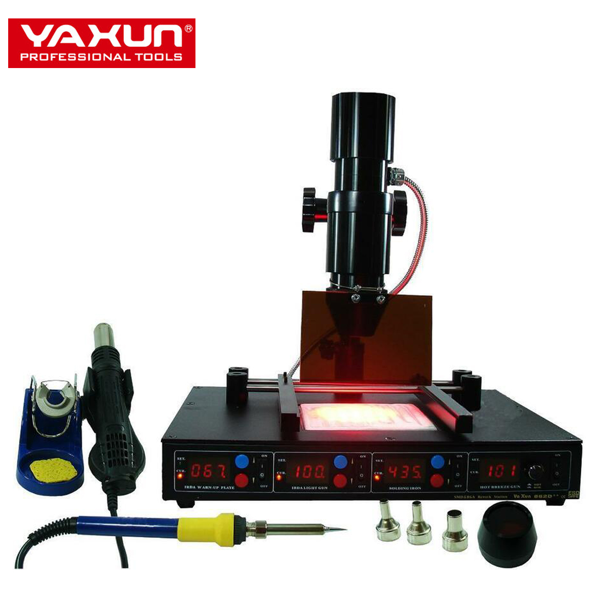 YAUXN 862d + + 4 в 1 SMD и BGA инфракрасная станция с горячим воздухом, паяльник, подогрев