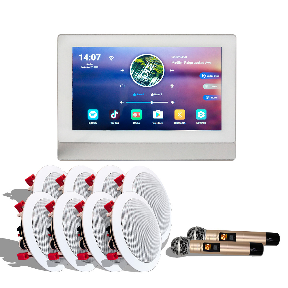 7 дюймов сенсорный экран HD, Wi-Fi, Hi-Fi, умный дом аудио система караоке зоны усилитель динамик с микрофоном