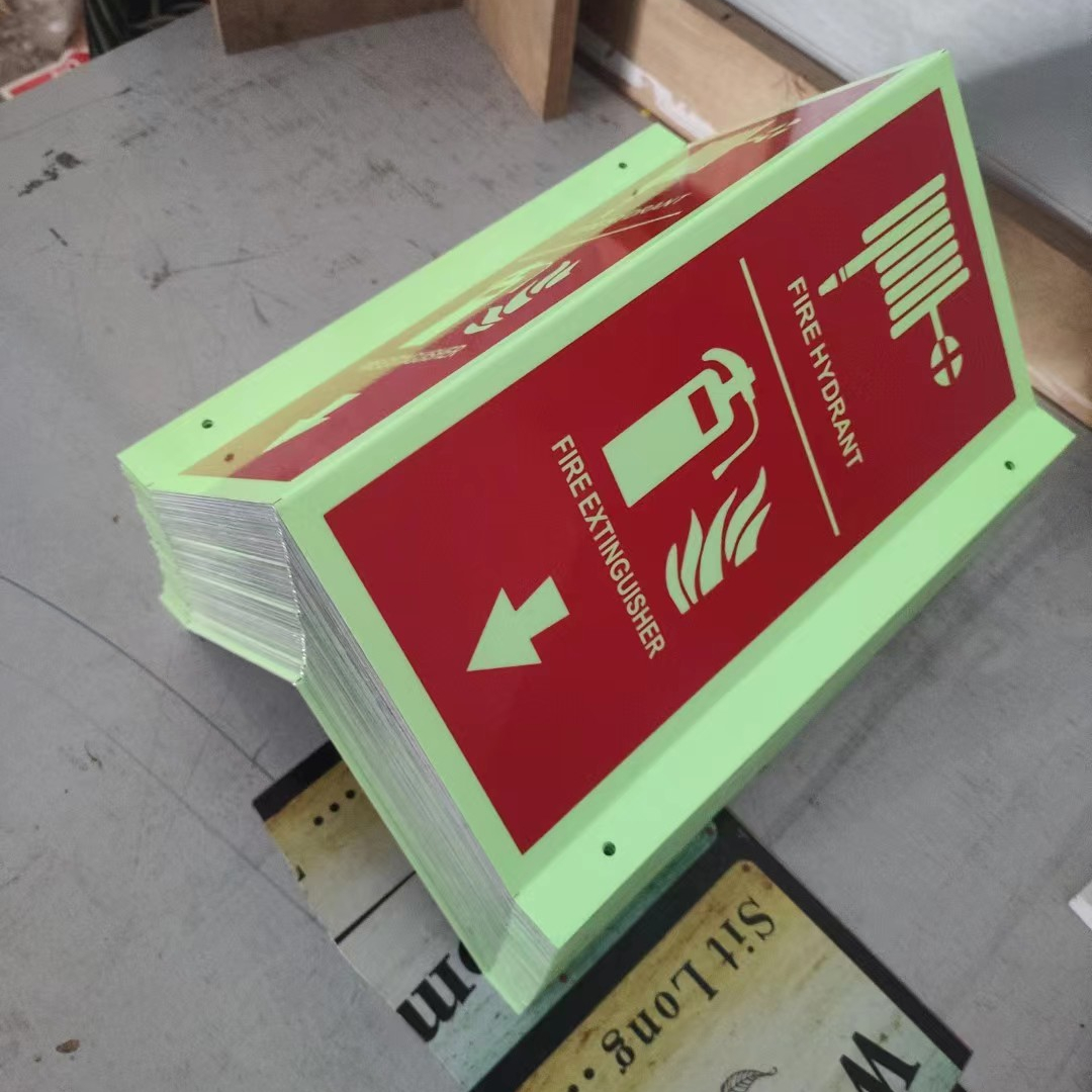 3-Way customizable Mounted PVC Directional Fire Plastic  Luminous Stand Fire Extinguisher Sign