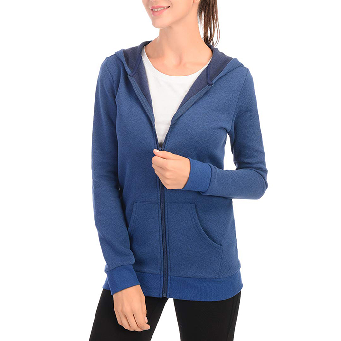 Hot Sale Women Hoodie Custom Full Zipper Side Pockets Running Sport Coat Keep Warm Multi Size Sport Hoodie