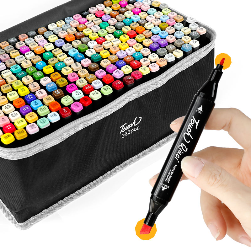 Marcadores OEM 60 80 168 262 Double Point Color Art Marker Dual Head Sketch Alcohol Markers Brush Tip Pen Set For Drawing Design