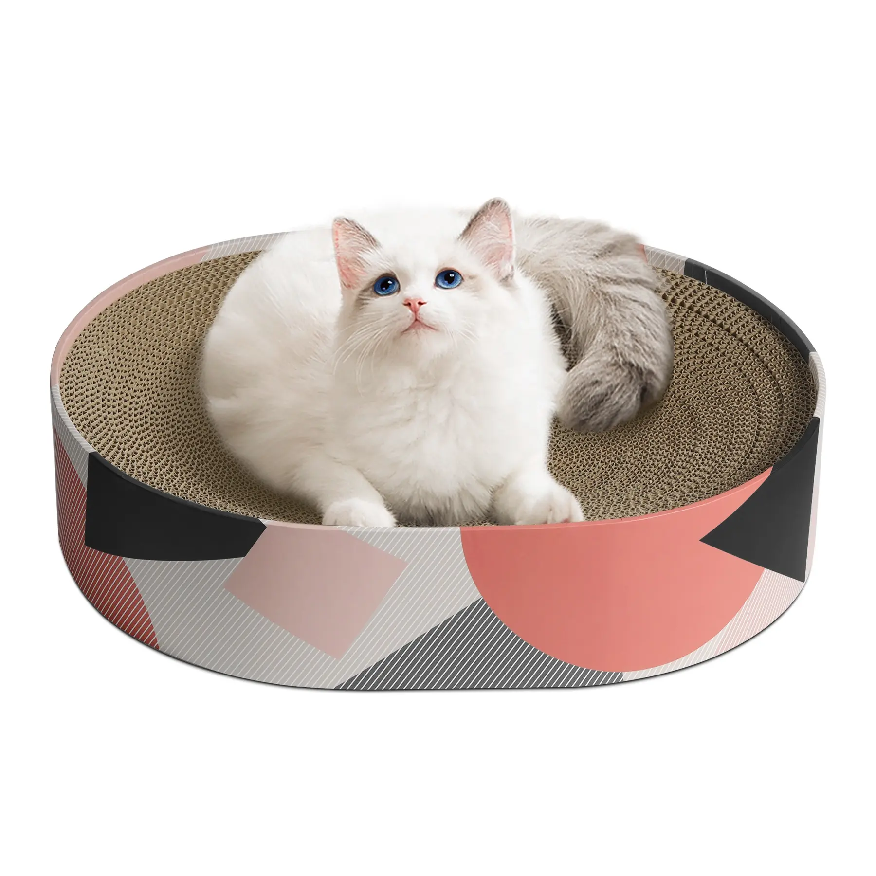 factory wholesale corrugated cat cardboard ellipse shape cardboard Cat scratcher extra scratching board posts modern cat tree