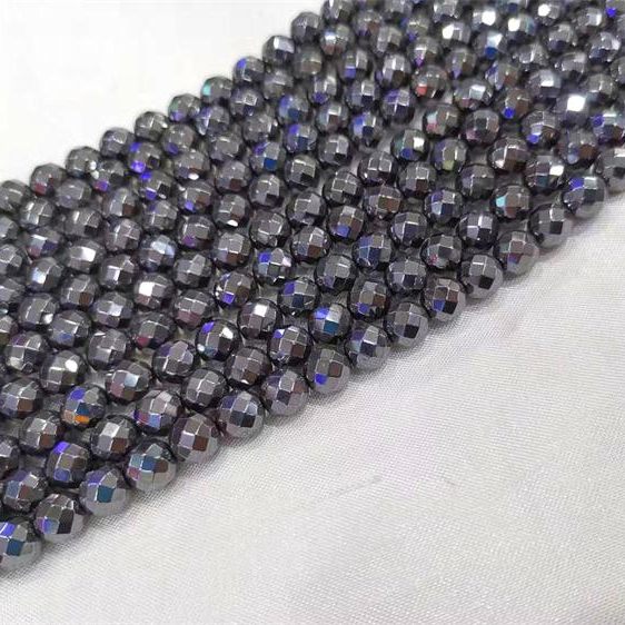 Wholesale A Grade Natural Smooth Gemstone Hematite Cutting Loose Faceted Stone beads