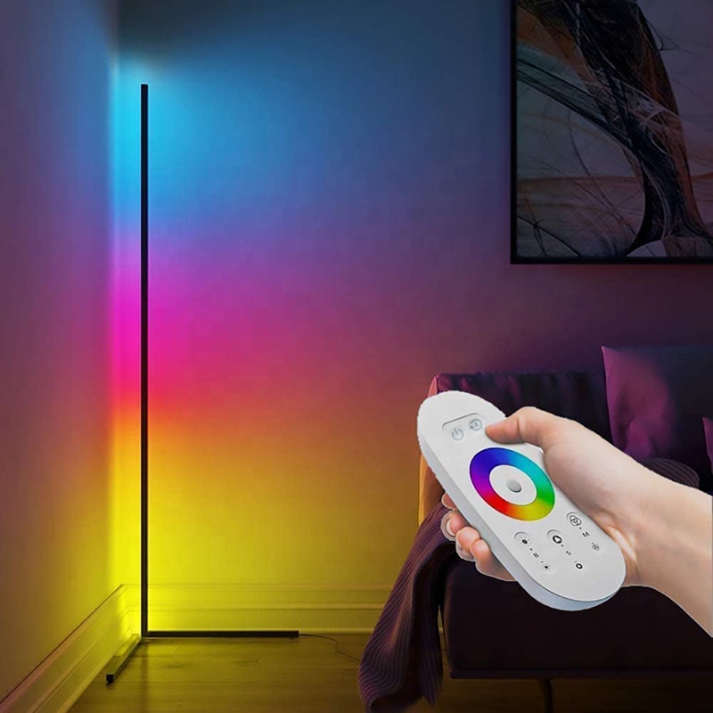 Светодиодная угловая лампа с изменением цвета, напольный RGB светильник с дистанционным управлением для спальни, гостиной