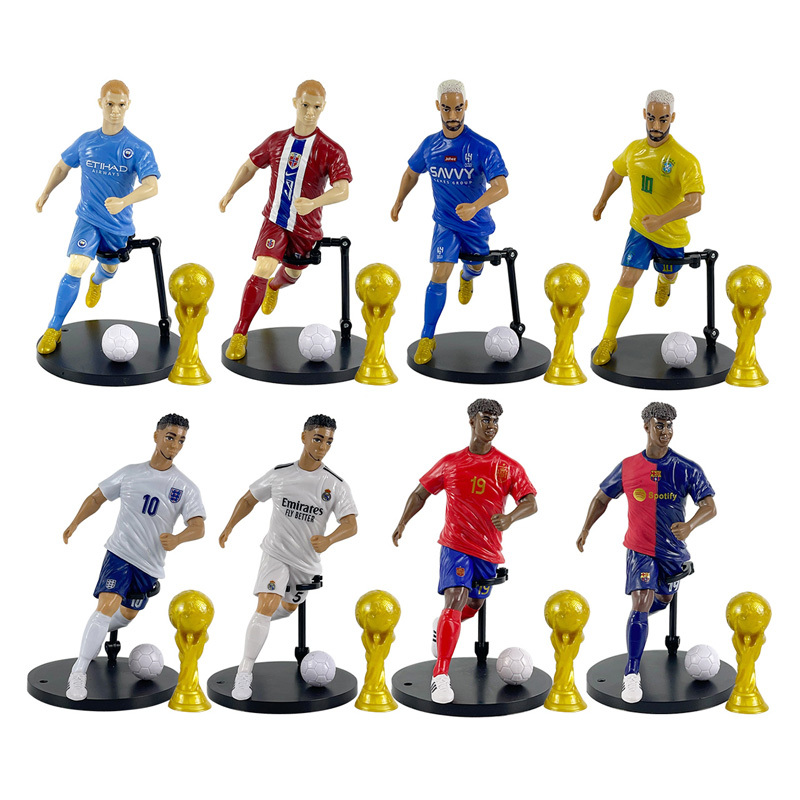 Wholesale Tiktok Hot Selling Football Star Figure Statues Kid Collectable Toy Action Figures with Trophy