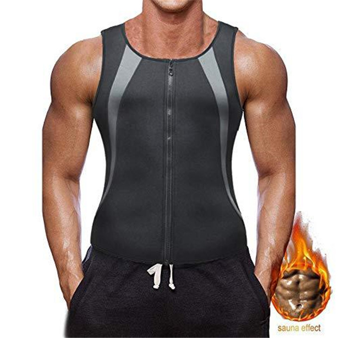 Body Shaper сауна костюм безрукавка потери веса на молнии со сборками на талии тренер жилет для мужчин