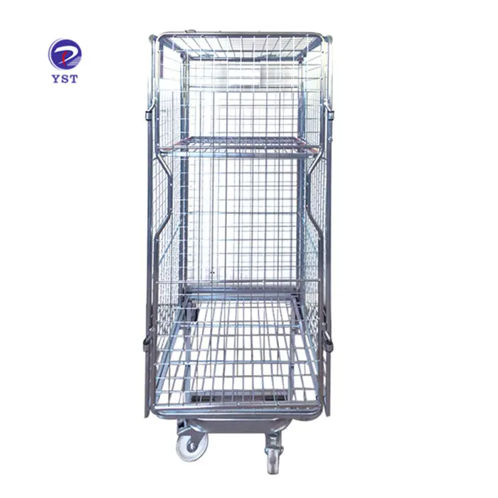 popular good quality metal stackable durable removable storage with wheel roll container