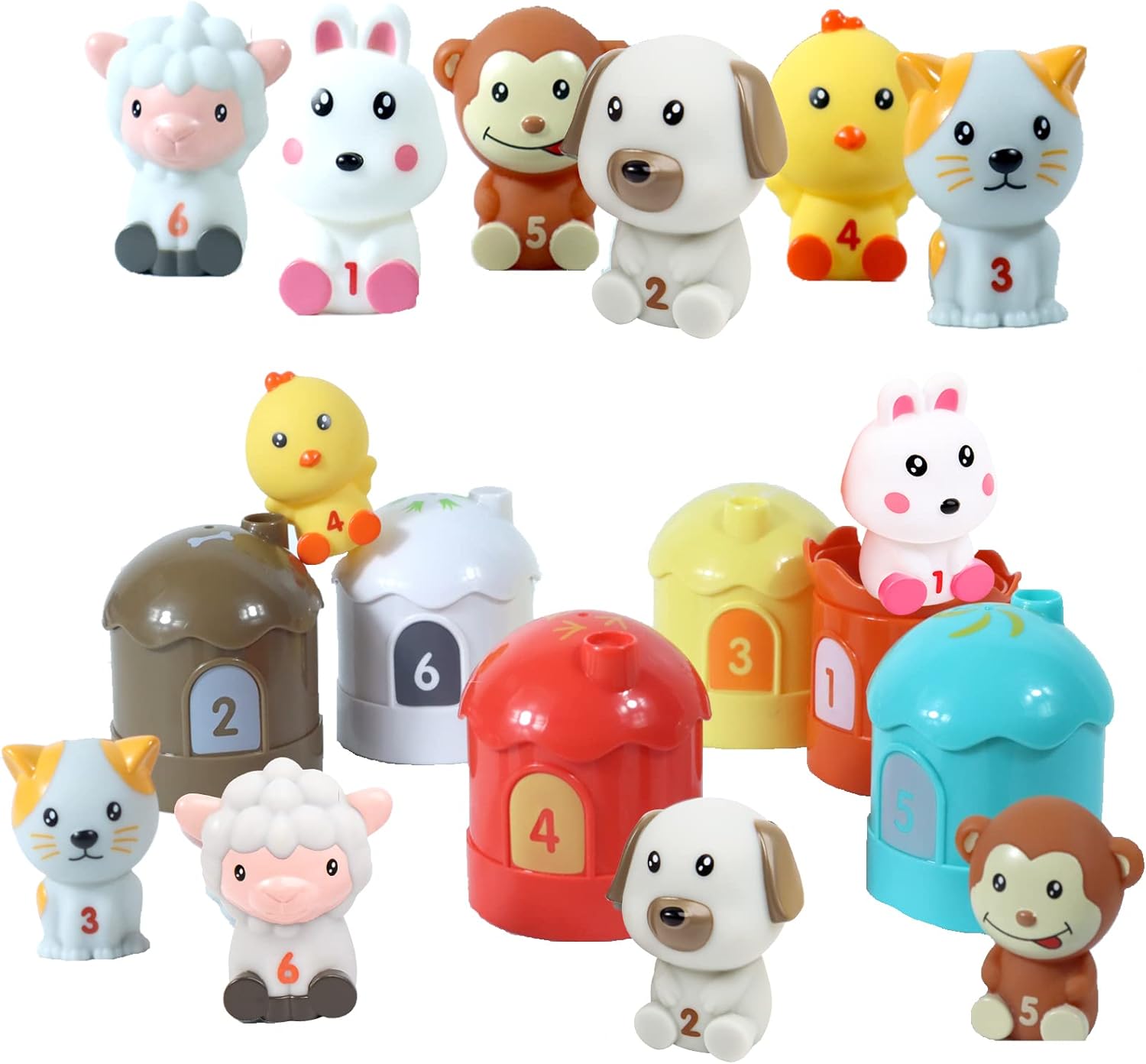 12 PCS Farm Animals Set Toys Learning Farm Animal Toys Counting &Matching Baby Educational Toys Montessori for Kids Toddlers