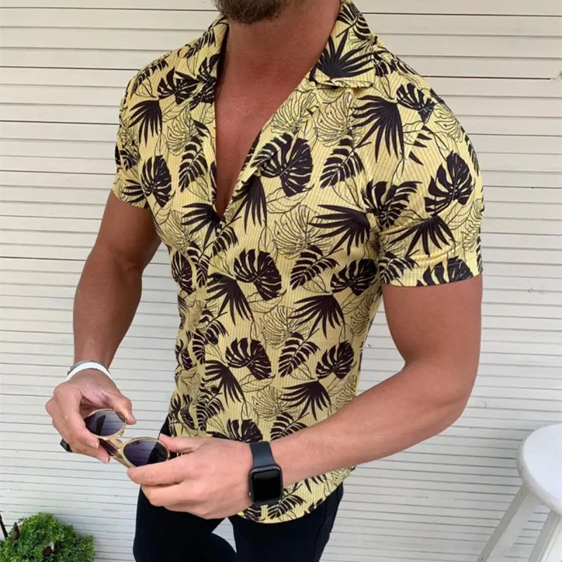 Мужская Летняя Пляжная гавайская рубашка, повседневная мужская футболка с отложным воротником, оптовая продажа, мужские рубашки, 2021