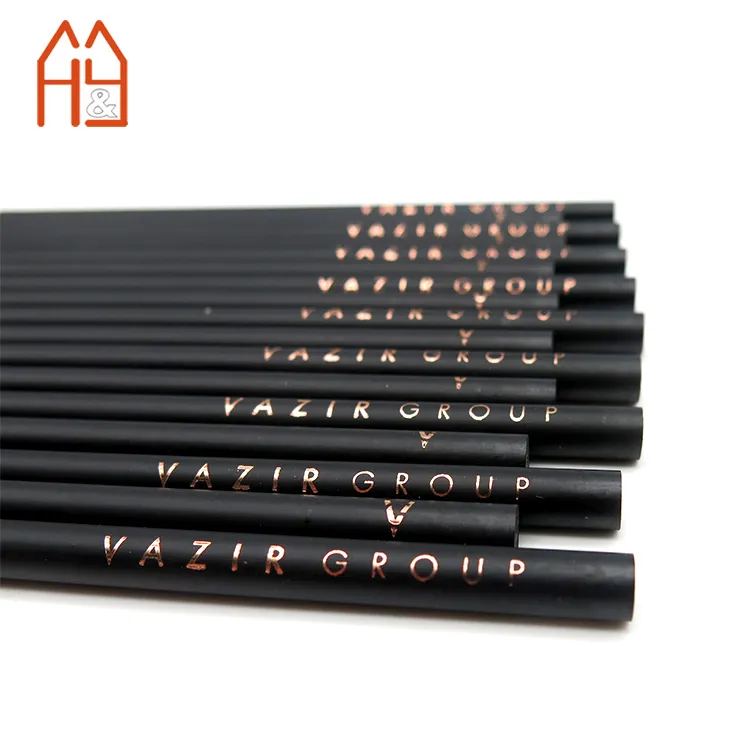 Factory Wholesale High Quality Black Wood Pencil With customized Design Logo no eraser