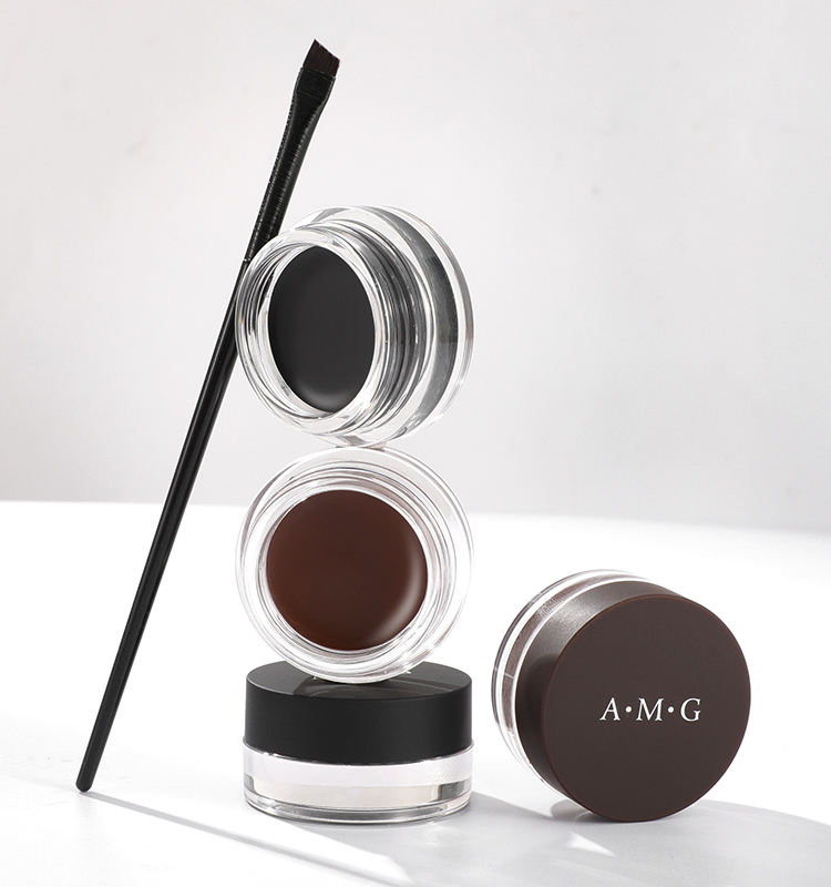 Private Label High Quality Vegan Eyes Eyeliner With Flat Top Brush Soft Smooth Waterproof Long Lasting Eyeliner Cream