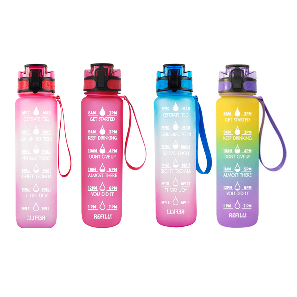 Оптовая продажа по индивидуальному заказу bpa free eco 1000 мл 1000 мл 1l 32 oz 32 oz пластиковая тритановая Мотивационная бутылка для питьевой воды с временным маркером