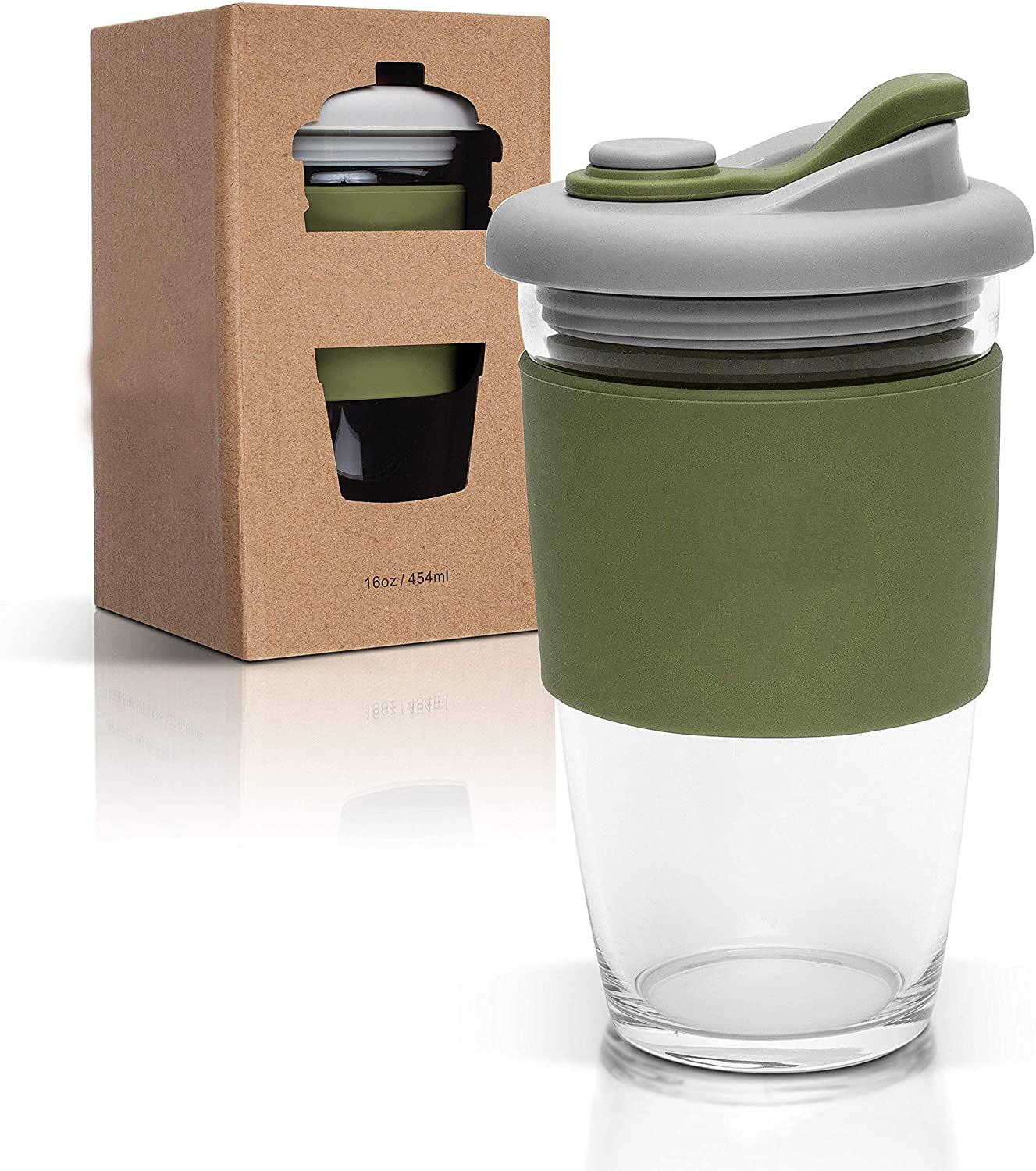 Hot new design product silicone sleeve heat insulation Tempered Glass coffee cup mug with lid