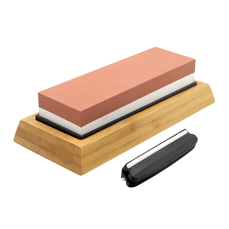 Non-Slip Bamboo и резиновая основа угол руководство 2-сторонняя 1000/6000 точильный камень набор кухонных ножей, точильный камень