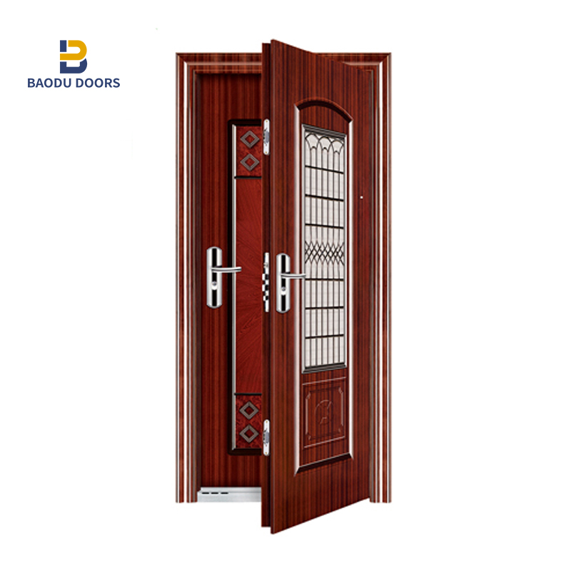 Double entry door cheap security steel door