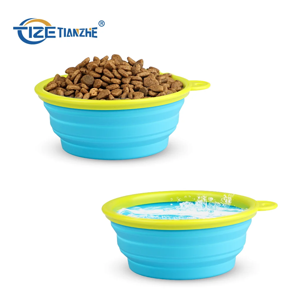 Amazon Best Seller Water Folding Portable Travel Foldable Silicone Collapsible Food Pet Dog Bowl For Cat