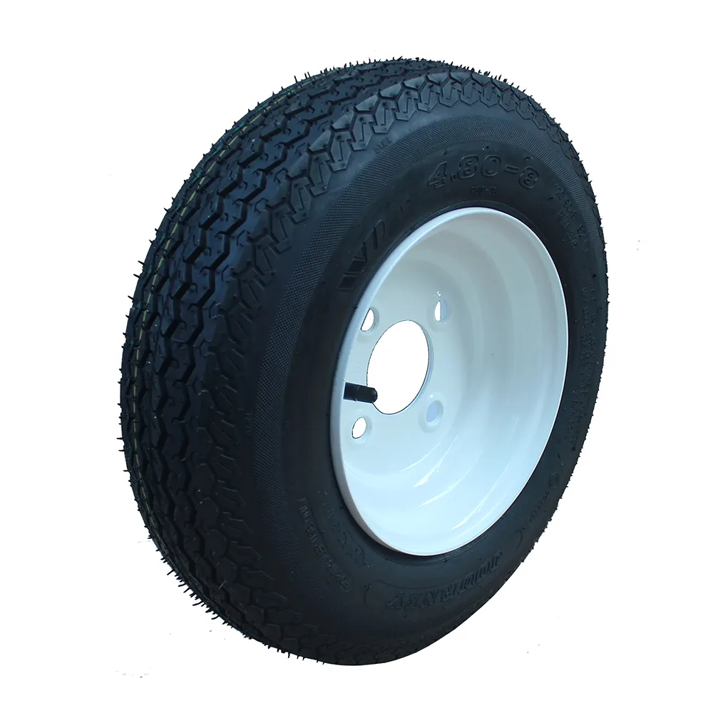 good quality 4.80-8 trailer tire with white coated steel wheel