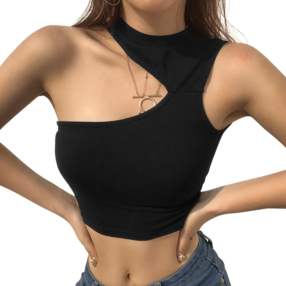 TOB 2021 spring new products women clothing Asymmetry sleeveless sexy halter crop top AM744